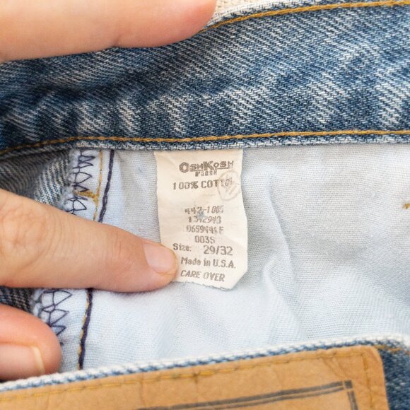 Vintage OshKosh B’Gosh USA Made 90s High Rise Carpenter Jeans 29x32 Blue Denim - Picture 4 of 5